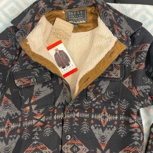 JACHS Men's Black and Tan Geometric Jacket